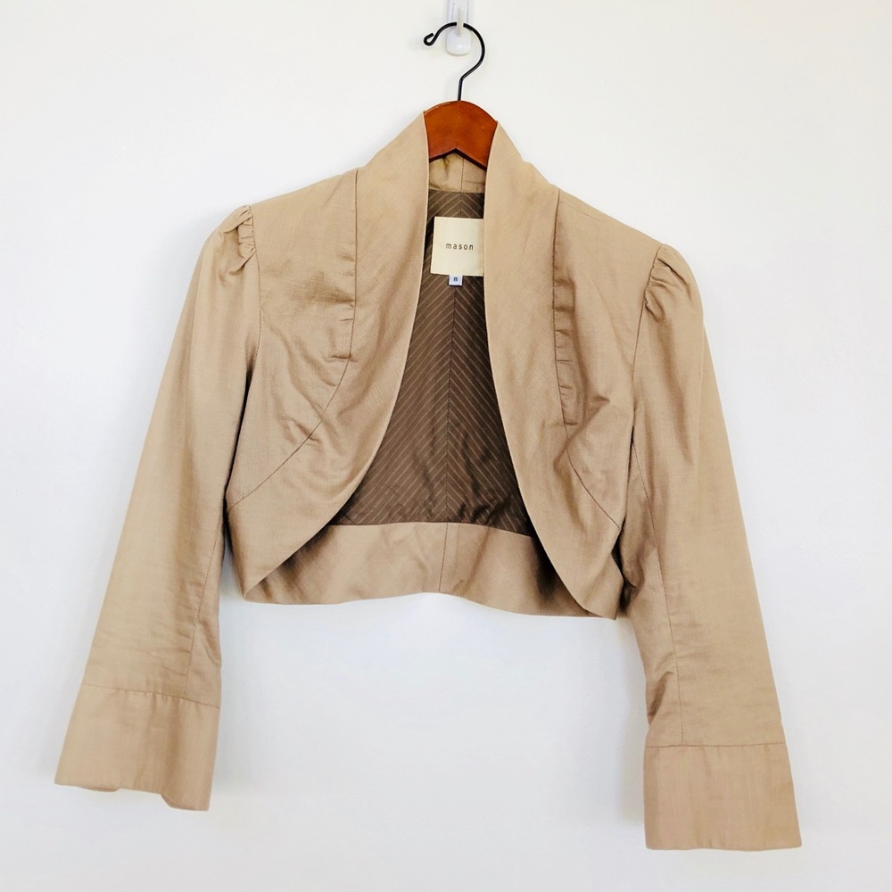MASON linen bolero crop jacket natural color sz 8